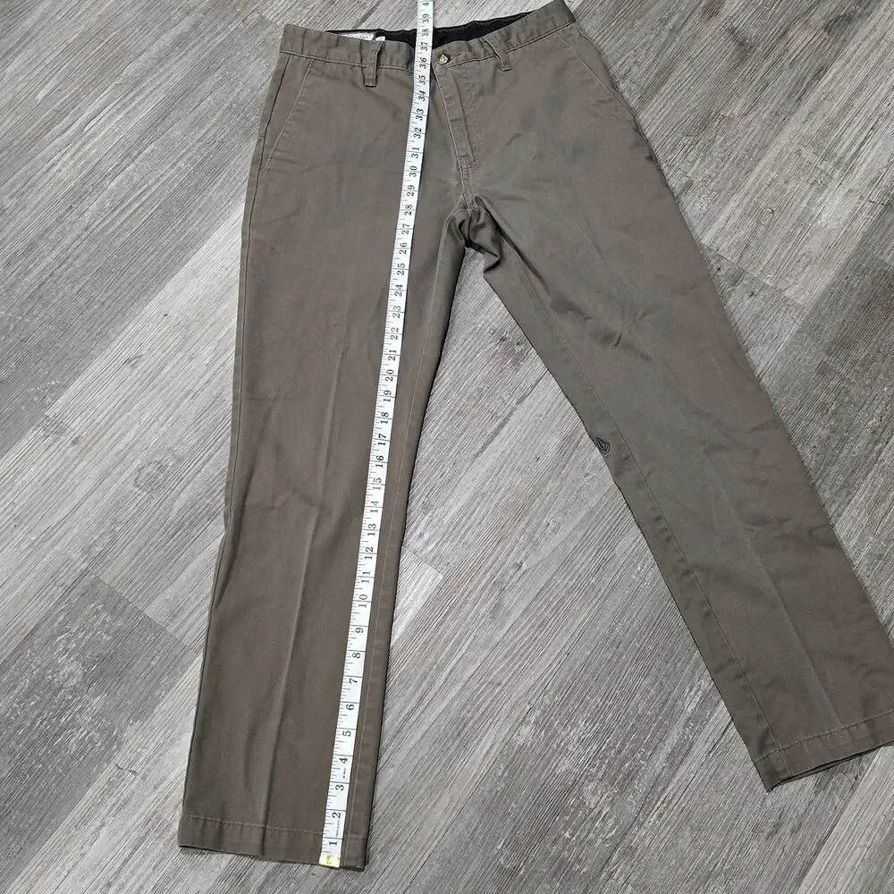 Volcom Brown Modern Stretch Straight Leg Pants Men's Jeans Size 28